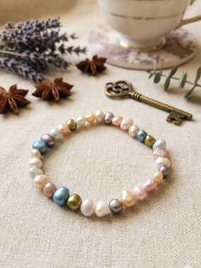Pastel Multicolor Freshwater Pearl Stretch Bracelet